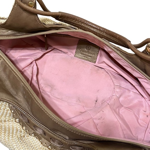 Cole Haan Sarah Bronze Straw Satchel Bag Boho Chic Beach Purse Woven Tote - Picture 7 of 10